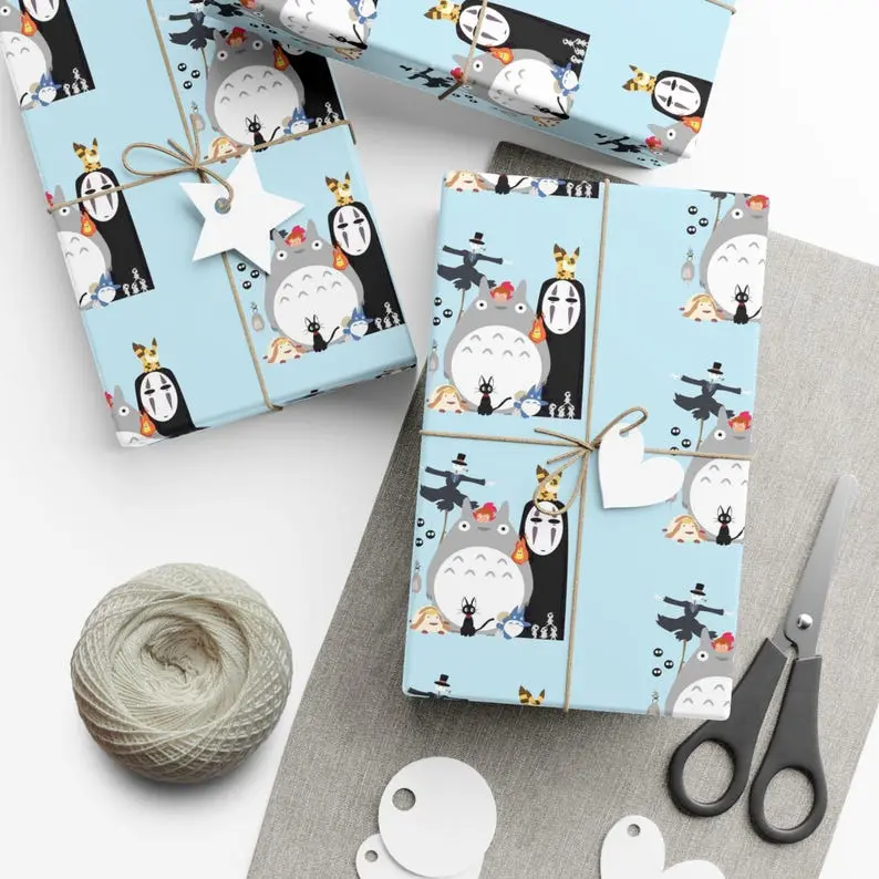 My Neighbor Totoro Inspired Wrapping Paper, Cute Anime Gift Wrap, Anime Gift
