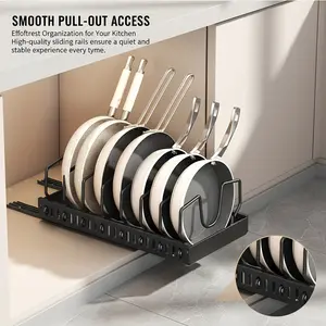 Pull-Out Kitchen Organizer Box, Stainless Steel Expandable Pot Rack, Multi-Functional Countertop Storage, Cookware Holder, Baking Tray, Utensil Organizer