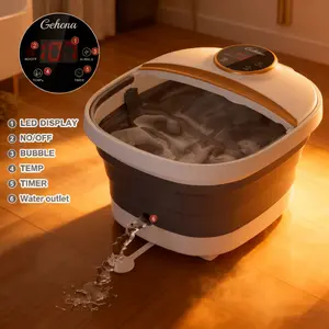 Collapsible Foot Spa Bath with Heat,Foot Massager with Two Side Supports,Leakage Protector,Temperature Control,Bubbles,Red Light,Timer, Feet Spa Tub,Feet Soaker,Gifts (White)
