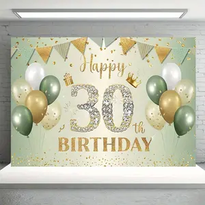 2D Flat, 1pc 30th Birthday Super Large Size Backdrop Banner Party Banner Backdrop Photo Wall Perfect for Living Room, Bedroom, Office, Birthday Anniversary, and Home Decor & Party Photo Backdrop