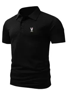 Men's Rabbit Print Pattern Summer Short Sleeve Polo Shirt, Stylish Breathable Comfort Casual Top, Ideal Gift for Fashionable Men