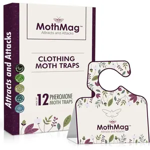 Moth Traps for Clothes, Closets, Fabrics, and Carpets, Clothes Moth Traps, Closet Moth Traps, Clothing Moth Pheromone Traps, Mothballs Alternative, Moth Repellent for Closets (12 Pack)