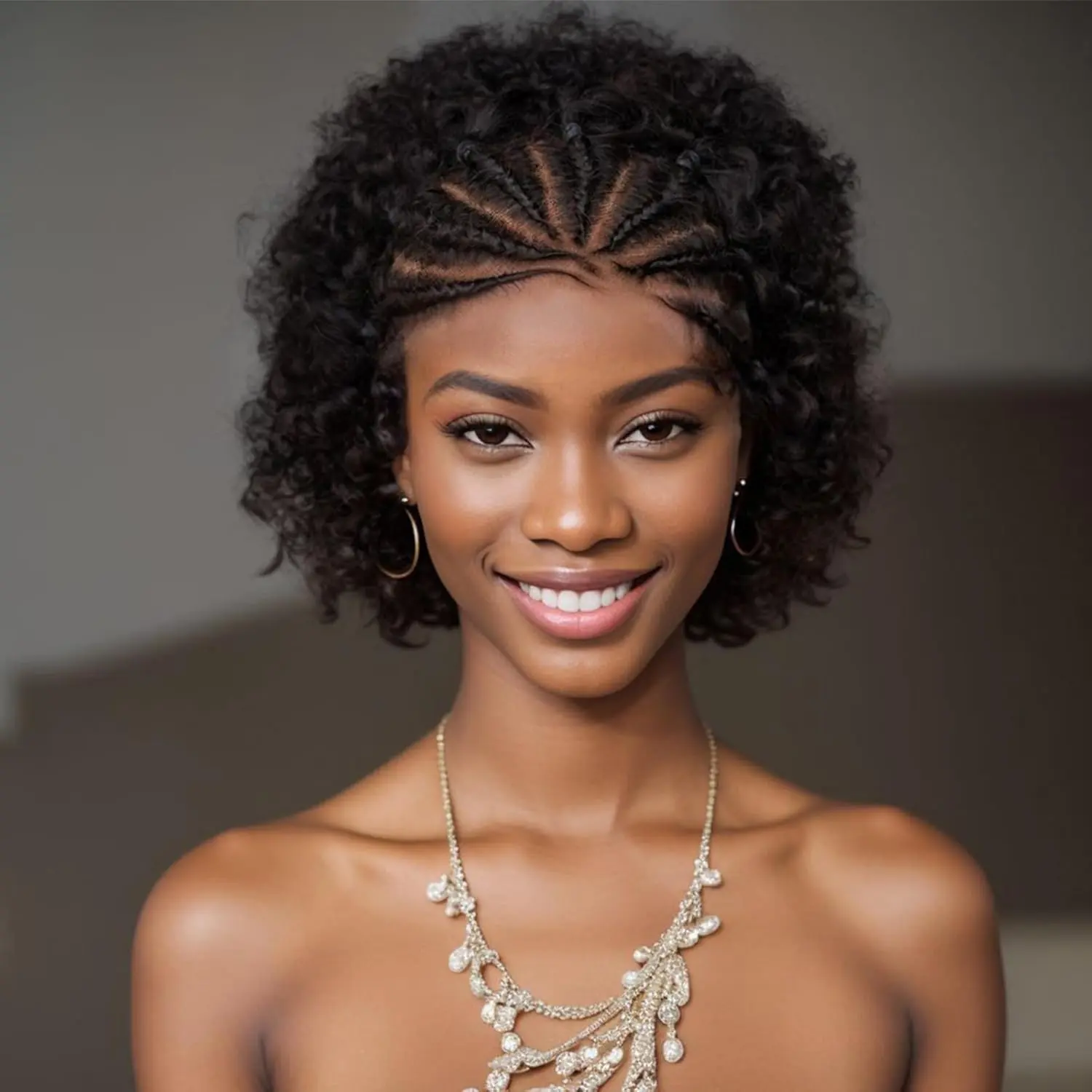 Cliclihair 13x4 HD Lace Front Braided Wigs for Black Women Afro Wig 8 Inches Natural Looking Comfortable Wear Easy Install Cosplay