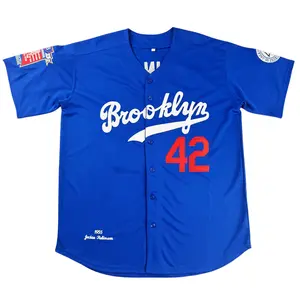 Men's #42 Brooklyn Baseball Jersey Sewing embroidery large size short-sleeved shirt Vintage clothing Hip Hop style sports top polyester mesh ventilation Outdoor sportswear S-3XL blue white high quality sweatshirt Fans aroundfestival gifts