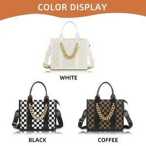Checkered Crossbody Bag Checkered Tote Handbags Black and White Purse Casual Tote Handbags for Work Travel