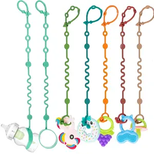 X-SRT35 Toy Straps for Baby, Adjustable Toy Holder for Stroller Accessories, Silicone Baby Tether Pacifier Clip, No Throw Baby Travel Essential Leash for High Chair, Car Seat (7- Pack)
