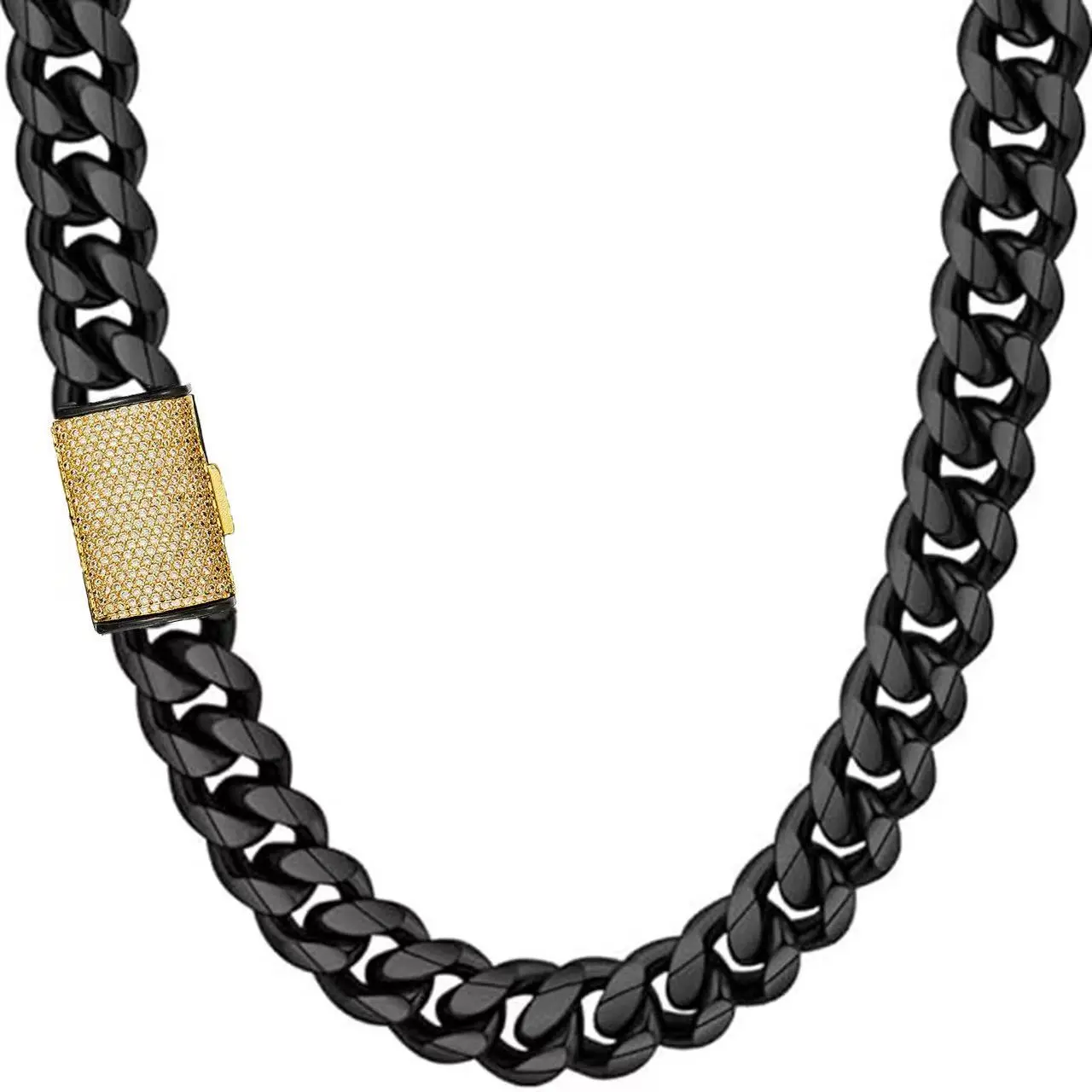 Personalized Engravable Cuban Link Necklace, Stainless Steel Black Color Custom Name Chain for Men Women Hip Hop Jewelry
