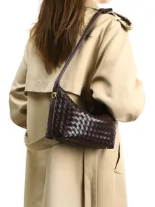 Multifunctional Woven Underarm Bag, Underarm Shoulder Purse, Faux Leather Shoulder Bag with Detachable Strap, Large Capacity Commuter Daily Use