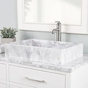 Lily 24 Inch Marble Rectangular Vessel Sink