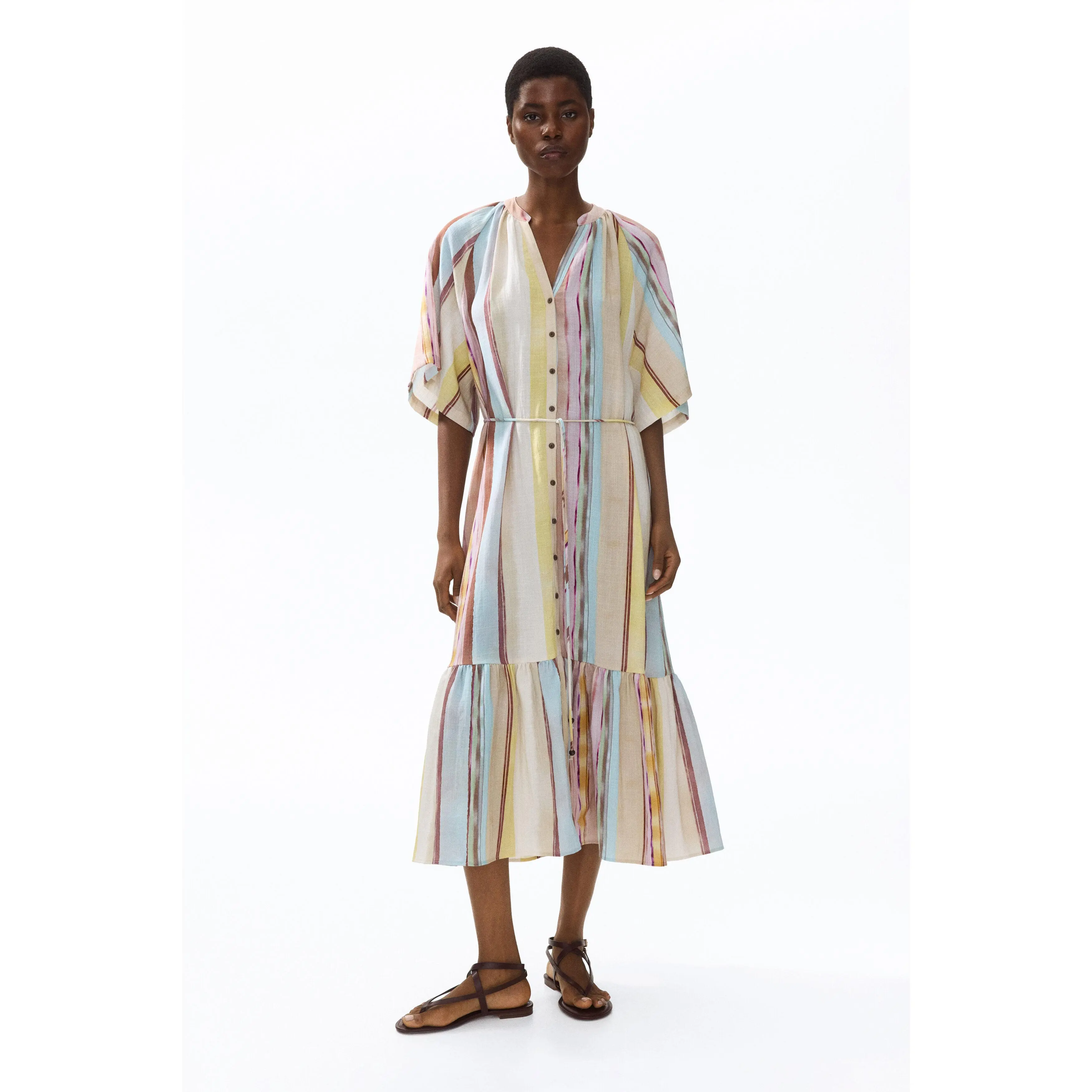 H&M Short-sleeved tie-belt dress