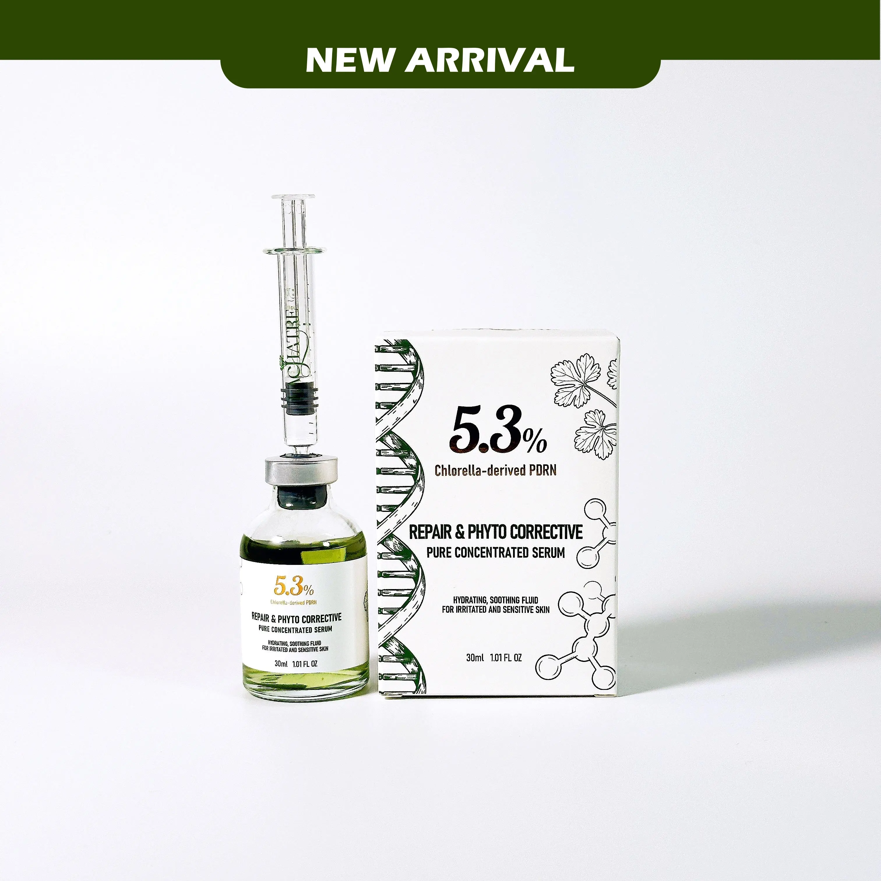 LACHATRE BEAUTY:5.3% Chlorella PDRN Concentrate Serum, Centella & Oligopeptide-1 Hydrating Calming Serum for Sensitive Skin ,post-microneedling; Oil-Free Chlorella PDRN Facial Serum 30ml, Centella Asiatica Gentle Calming Care Compatible with Nanomist