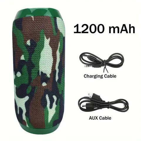 1200 mAh Compact Multifunctional Wireless Speaker - Rechargeable Portable Audio System with Dual Input, Bluetooth, Charging Cables for Party Music Entertainment