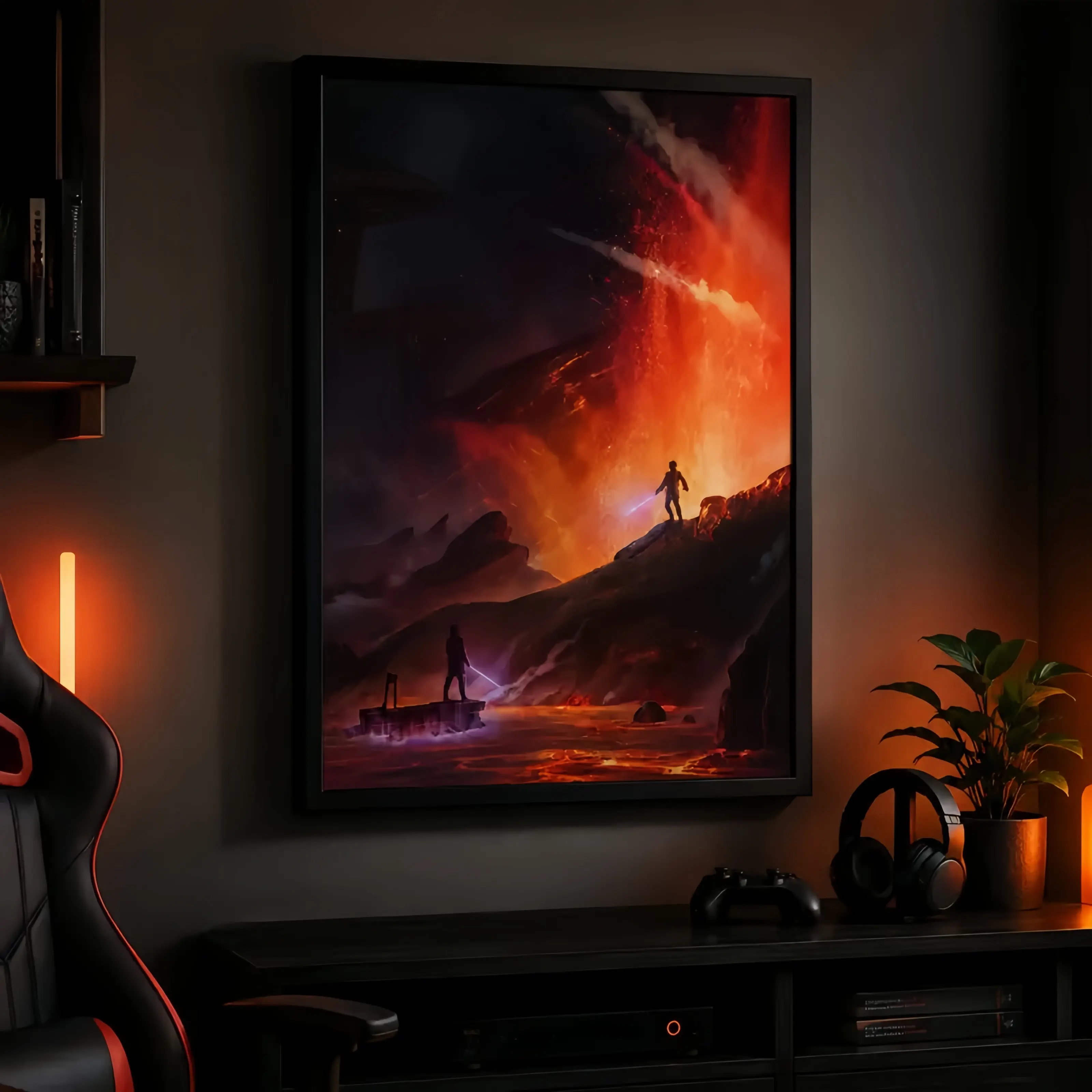 Aovvhing Obi-Wan Kenobi VS Anakin Poster Wall Art Canvas Prints Star Movie Wars Posters for Bedroom Wall Decoration Frame-Style, Canvas Poster Wall Decor, Room Decorations, Funky Home Decor, Sci Fi Wall Art, Movie Wall Art, Bedroom Decor
