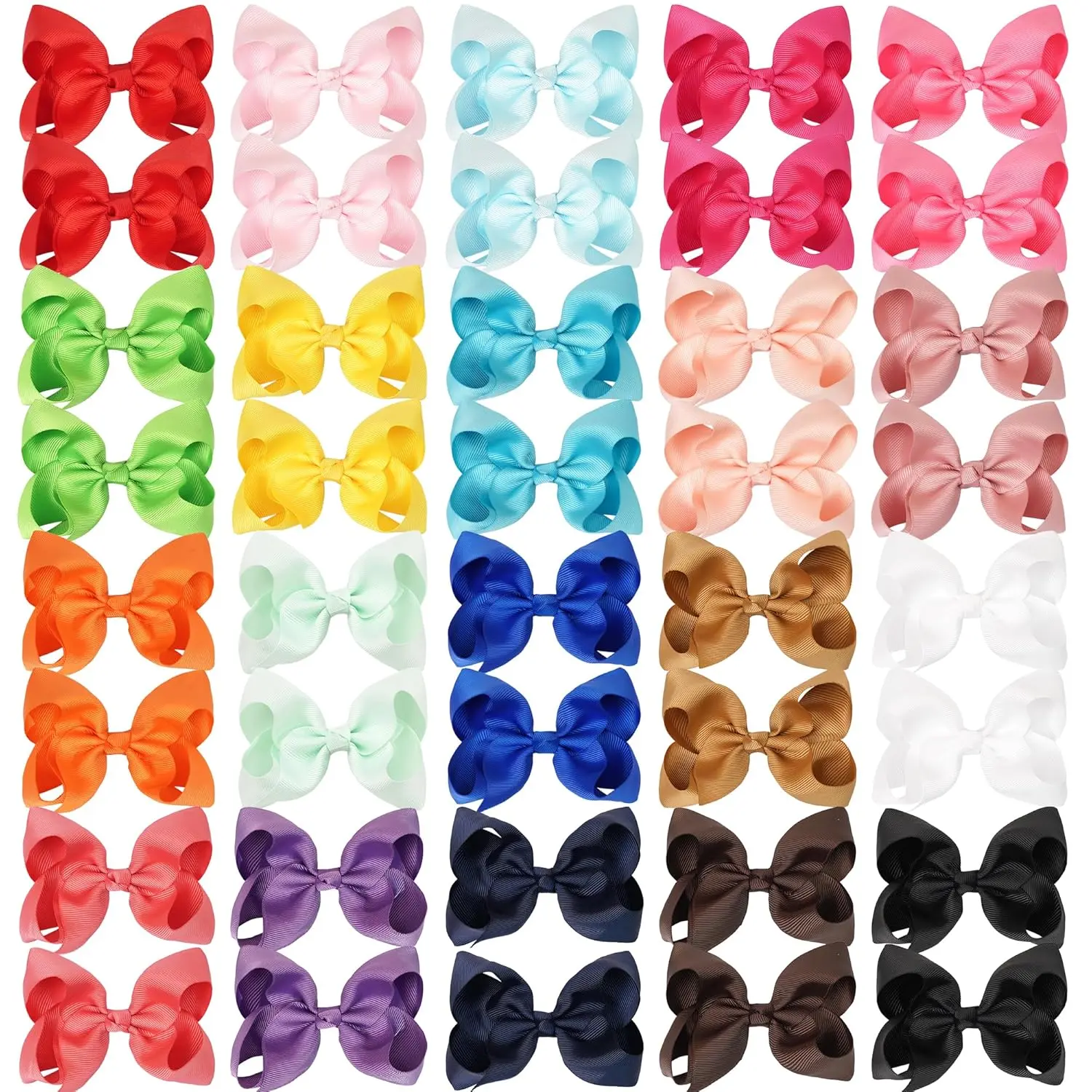 40 Pieces 4.5 and 3 In Hair Bows Clips, Grosgrain Ribbon Boutique Hair Bow Alligator Clips in Pairs Barrettes