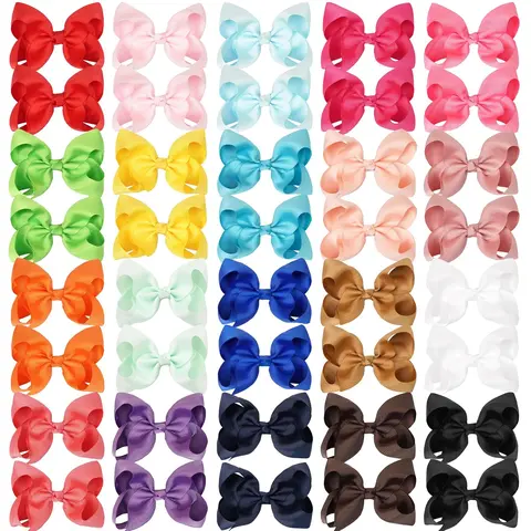 40 Pieces 4.5 and 3 In Hair Bows Clips, Grosgrain Ribbon Boutique Hair Bow Alligator Clips in Pairs Barrettes