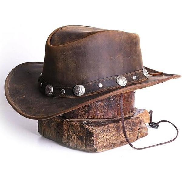 Lesa Collection Buffalo Coin Leather Cowboy Hat for Men and Women
