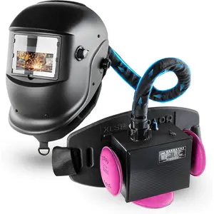 Respirator System True Color Auto Darkening Welding Helmet Powered Air Purifying Respirator Large Viewing Screen Welding Helmet with Upgraded Arc Sensor 4/9-13 for TIG MIG ARC Welding Mask