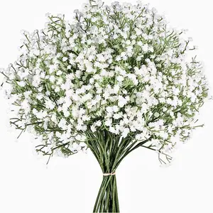 10/20 PCS Long Stem Artificial Baby's Breath & Eustoma Bouquet, Realistic Fake Flowers for Wedding, Party & Home Decor
