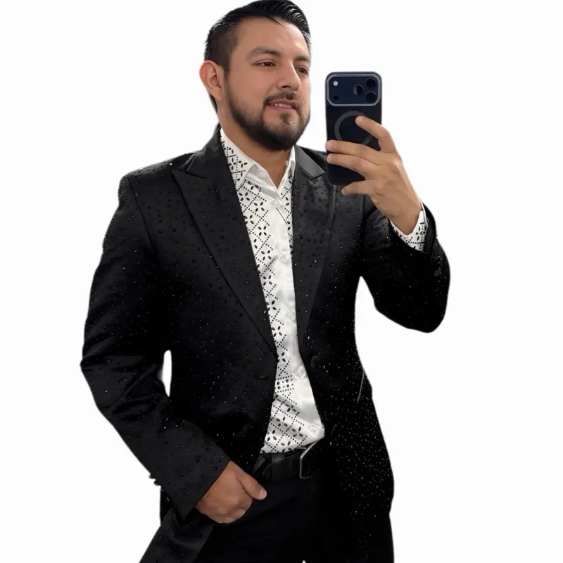 BLACK DIAMOND-RHINESTONE BLAZER (SLIMFIT) SIZE UP