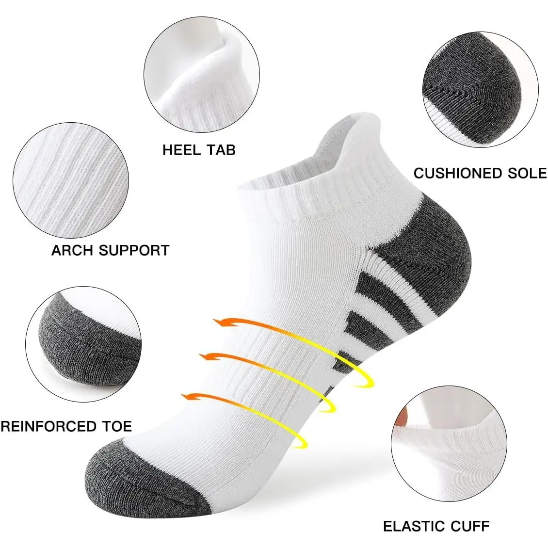 Men's Athletic Running Ankle Socks 10 Pairs Pack - Low Cut Breathable Workout Socks for Sports, Gym, Hiking, Comfortable Moisture-Wicking Lightweight Cushioned Socks for Men, Size 10-13 Men's Athletic Running Ankle Socks 10 Pairs Pack - Low Cut Breathable Workout Socks for Sports, Gym, Hiking, Comfortable Moisture-Wicking Lightweight Cushioned Socks for Men, Size 10-13