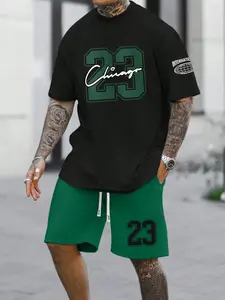 Unisex Chicago 23 Graphic Round Neck Tee & Shorts Set | Premium Cotton | Oversized Relaxed Fit | Retro Basketball Aesthetic | Y2K Casual Streetwear | Trendy Summer Urban Outfit | Menswear