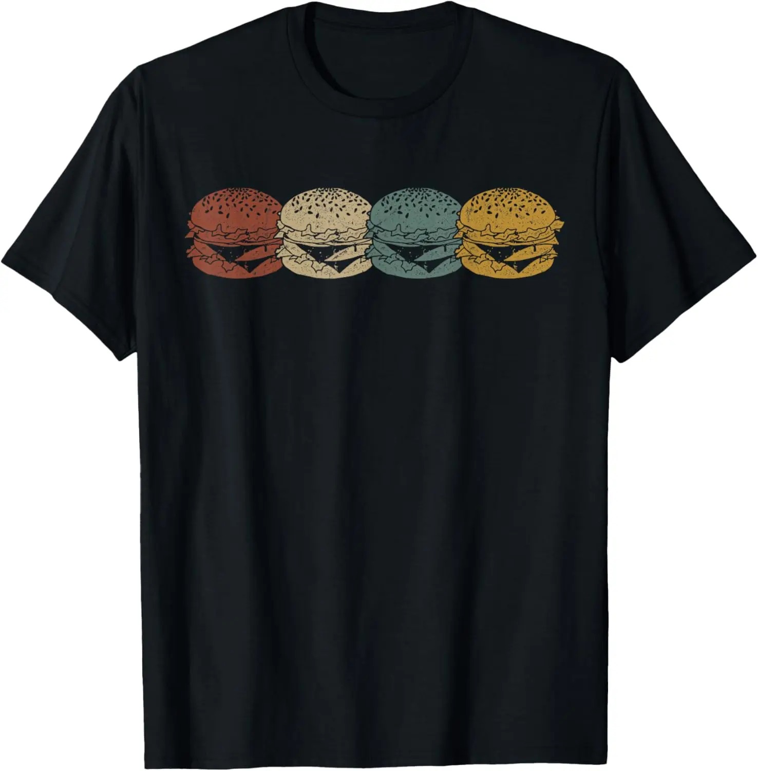 Women's Vintage 100% Cotton Short-Sleeve Graphic T-Shirt - Round Neck, Retro Cheeseburger Print, Fits Lady, Casual Everyday Piece