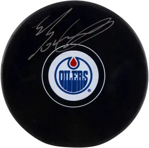 Evan Bouchard Edmonton Oilers Autographed Hockey Puck - Fanatics Authentic Certified