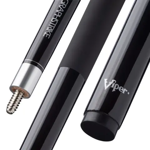 Viper Graphstrike Black Fiberglass-Aluminum Billiard Cue Stick - Pro Taper, Leather Tip, Anti-Warped Design, Steady Hold, High Strength, Eliminate Water Absorption, Best Value for Competitive Play