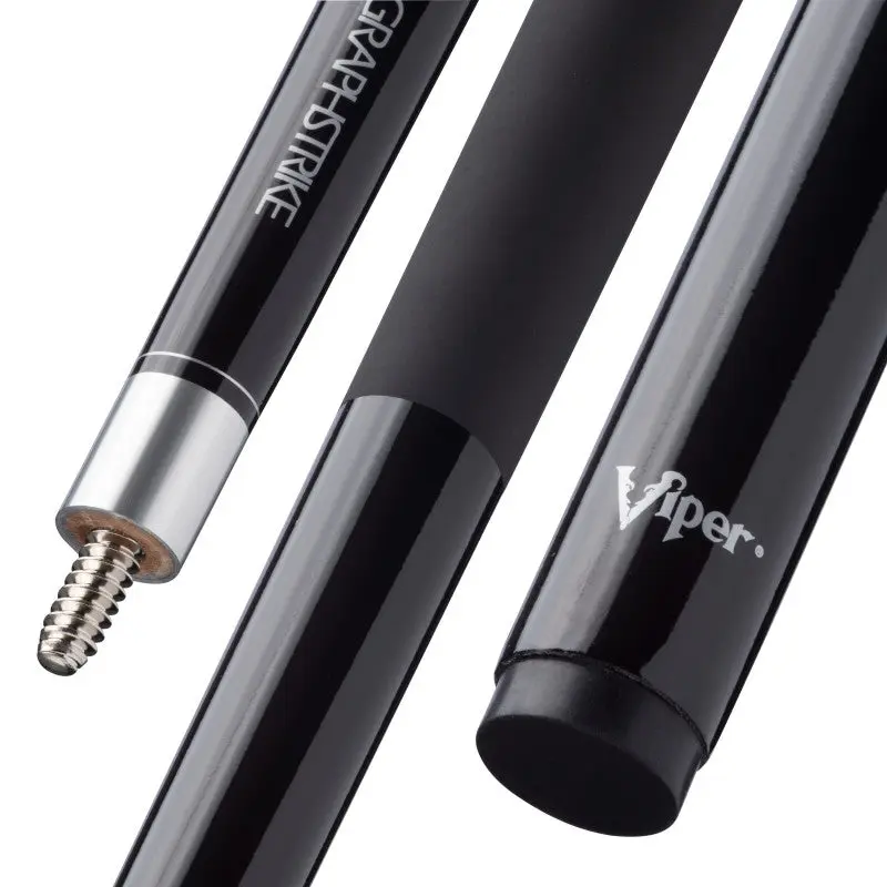 Viper Graphstrike Black Fiberglass Billiard Cue Stick - Pro Taper, Leather Tip, High-Performance Pool Cue Stick for Competitive Play, Billiard Cue Sticks