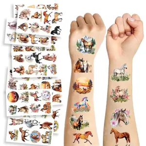 Kids Cartoon Horse Temporary Tattoo Stickers Set of 10, Waterproof Sweat Resistant Party Favors, Fun Tattoos for Children