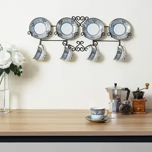 Metal Wall Mounted Plate Display Rack for Tea Coffee Cup & Saucer Sets