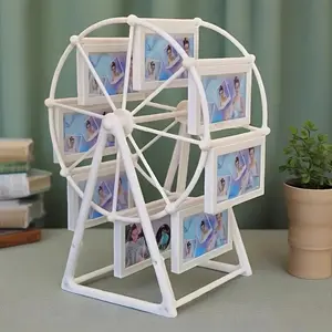 Vintage Rotating Ferris Wheel Photo Frame Set, 8pcs 4-Inch Frames, Elegant Home Decor for Living Room & Bedroom, Ideal Gift for Holidays