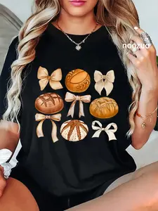 100% Cotton Vintage Coquette Bow Sourdough Bread Baking Baker Girl Mom T-Shirt