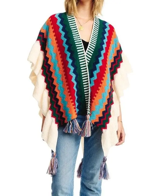 Ruffle Multicolor orange Kimono (Short)