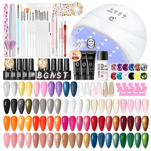 COSCELIA Gel Nail Polish Kit & Poly Nail Gel Kit Starter Set for Youth with UV Lamp, Brushes, and Tools