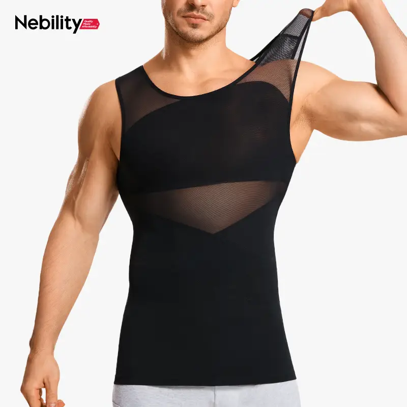 Nebility Men's Compression Shirt for Body Shaper Slimming