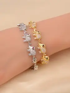 Cute Elephant Sparkling Zircon Stackable Bracelet for Women, Elegant Jewelry Bracelet, Copper Jewelry Gift, Simple Animal Design, Fashion Accessory for Daily Wear