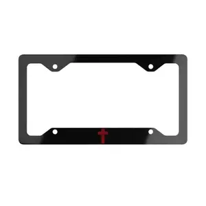 Christian Red Cross License Plate Frame | Premium Black Aluminum | Faith-Based Vehicle Accessory