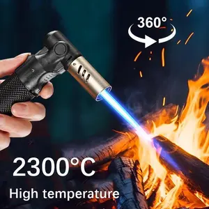 High Temperature Multifunctional Blowtorch(Butane Not Included)  Inflatable Jet Flame Lighter, 360° Inverted Ignition, Flame Size Adjustment, Suitable For Camping, Barbecue, Welding Gun (Butane Gas Not Included)