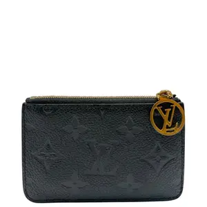 Pre-owned Louis Vuitton LEATHER Small Leather Goods BLACK EMBOSSED CALFSKIN ROMY CARD HOLDER