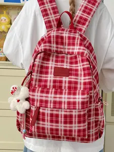 1pc  Large capacity women's backpack, contrasting color backpack, zipper closure, stylish and versatile, suitable for students to go to school, campus travel, commuting, women's backpack