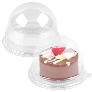 100Pcs Mini Cake Containers with Clear Dome Lids for Mini Desserts Cupcake, Cheesecake, Cocoa Bomb, Strawberry, Mooncake