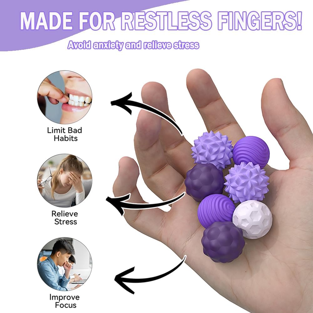 Silicone Magnetic Balls Fidget Toys for Adults & Teens,4PCS Stress Relief Sensory Toys for Autism ADHD Anxiety,Fun Textures Gadgets,Office Desk Toy,Stocking Stuffers for Women Men Teen Gift