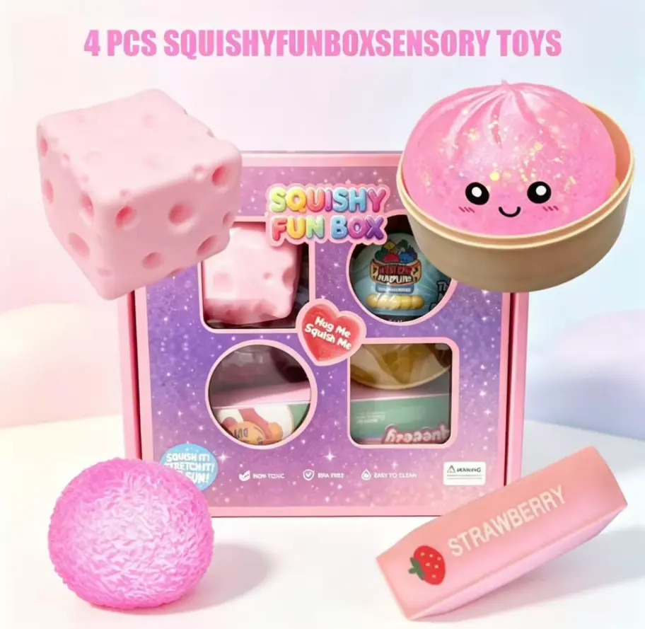 8-Piece Squishies Toys Blind Box - Soft Plastic Pink Malt Sugar Slow-Return Mystery Squishies, Unisex Stress Relief Sensory Toy for Ages 12+, Party Favors Gift, Mfhhfm