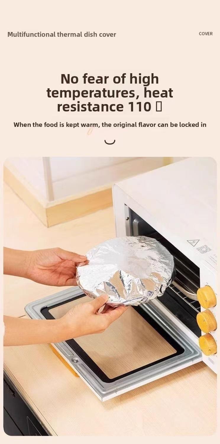 Elastic Aluminum Foil Food Covers Reusable Lids Fit Bowls Plates Keep Fresh Warm For Home Parties Picnics Meal Prep Leftovers Microwave Safe Easy Clean Replace Plastic Wrap 50Pack 100Pack 150Pack Fit 411 Inches Practical Kitchen Tool
