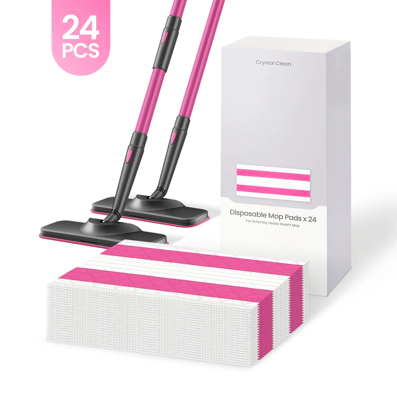 Schenley Disposable Pads for 7-in-1 Steam Mop - 24-Pack Included, High-Quality Disposable Cleaning Pads