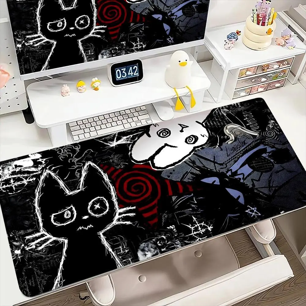 Black Cat illustration Mouse Pad XXL Large Office Game Table Mats Rubber Non-Slip Keyboard Mausepad HD Computer Long Desk Mat