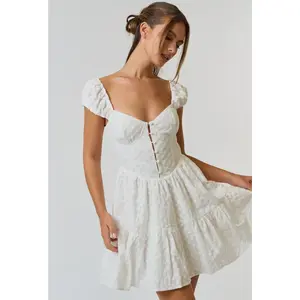 Cotton Eyelet Puff Sleeve Babydoll Dress