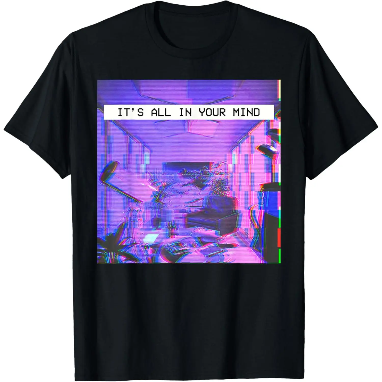 Men's Graphic Print Short Sleeve Tee, Vaporwave Design in Soft 180g Cotton Fabric, Breathable & Moisture Absorbent Street Wear, Menswear, Fashion
