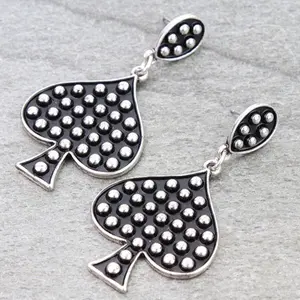 Bubble Spade Stud Earrings - Black Design with Silver Accents and Unique Bubble Shape